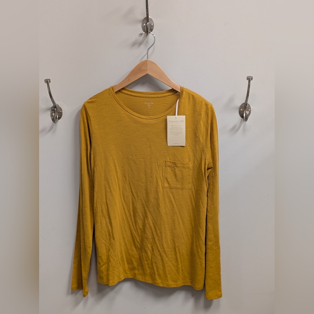 NWT Garnet Hill Organic Cotton Essential Long Sleeve Tee - Mustard